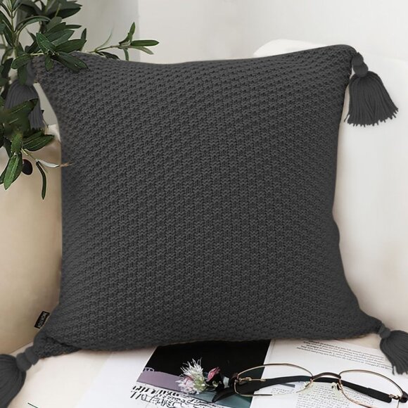 SOGA 2X 50cm Chunky Knit Pillowcase (Charcoal Gray) - Picture 1 of 7